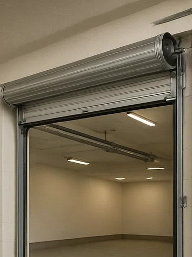 Residential roll up garage door undergoing full repair