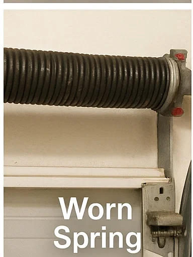 Technician replacing broken torsion spring on residential garage door