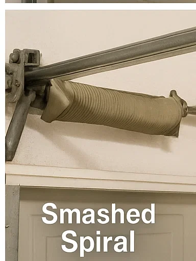 Garage door spring technician adjusting tension on garage door
